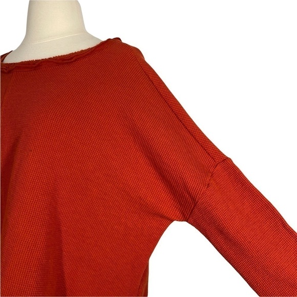 ANTHROPOLOGIE Burnt Orange Oversized Waffle Knit Pullover Top - Picture 5 of 8